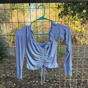 Forever 21 Light Blue Ruched Crop Top